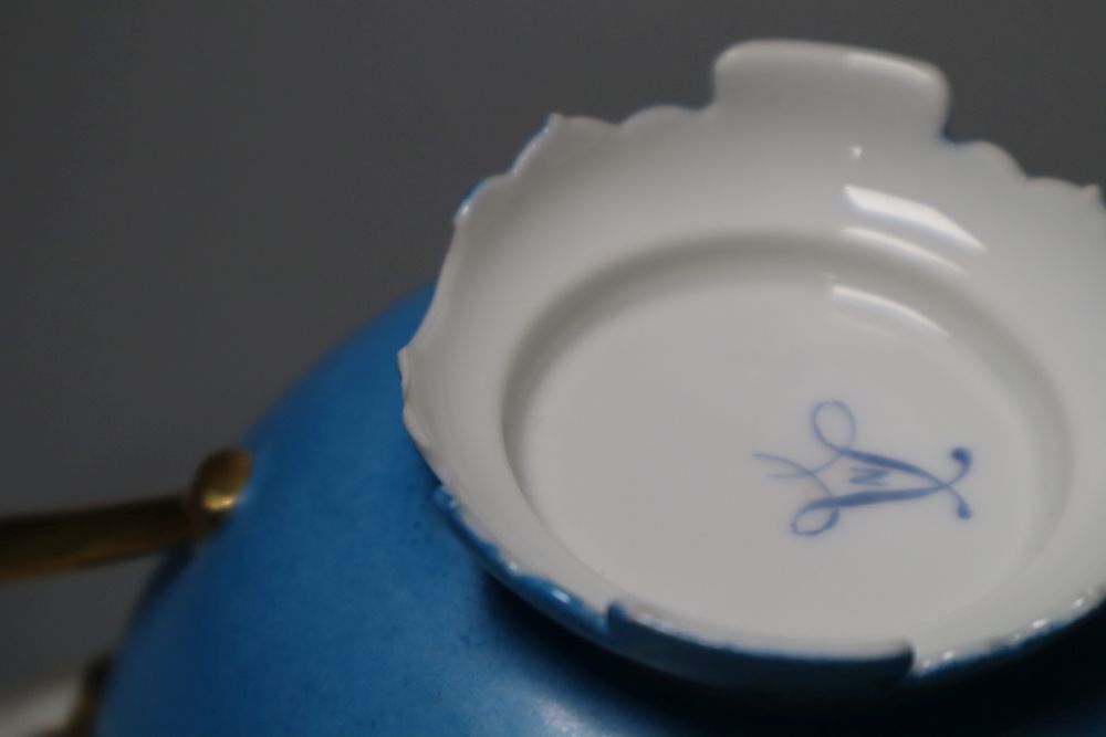A Sevres coffee cup and saucer, a breakfast cup & saucer, coffee cup & saucer and a coffee cup
